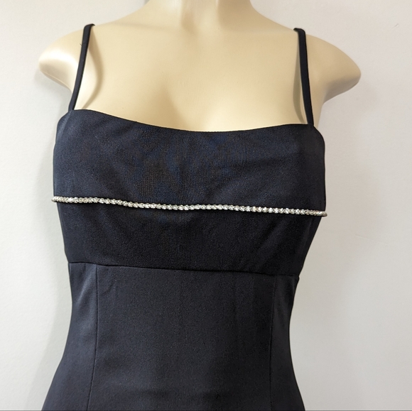 Vintage 90s Black Cut-out Jeweled Formal Gown - Picture 8 of 16